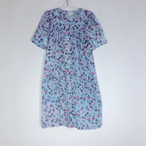 VTG Copacabana Floral Granny Button Up Nightgown with Pockets Women’s Size M